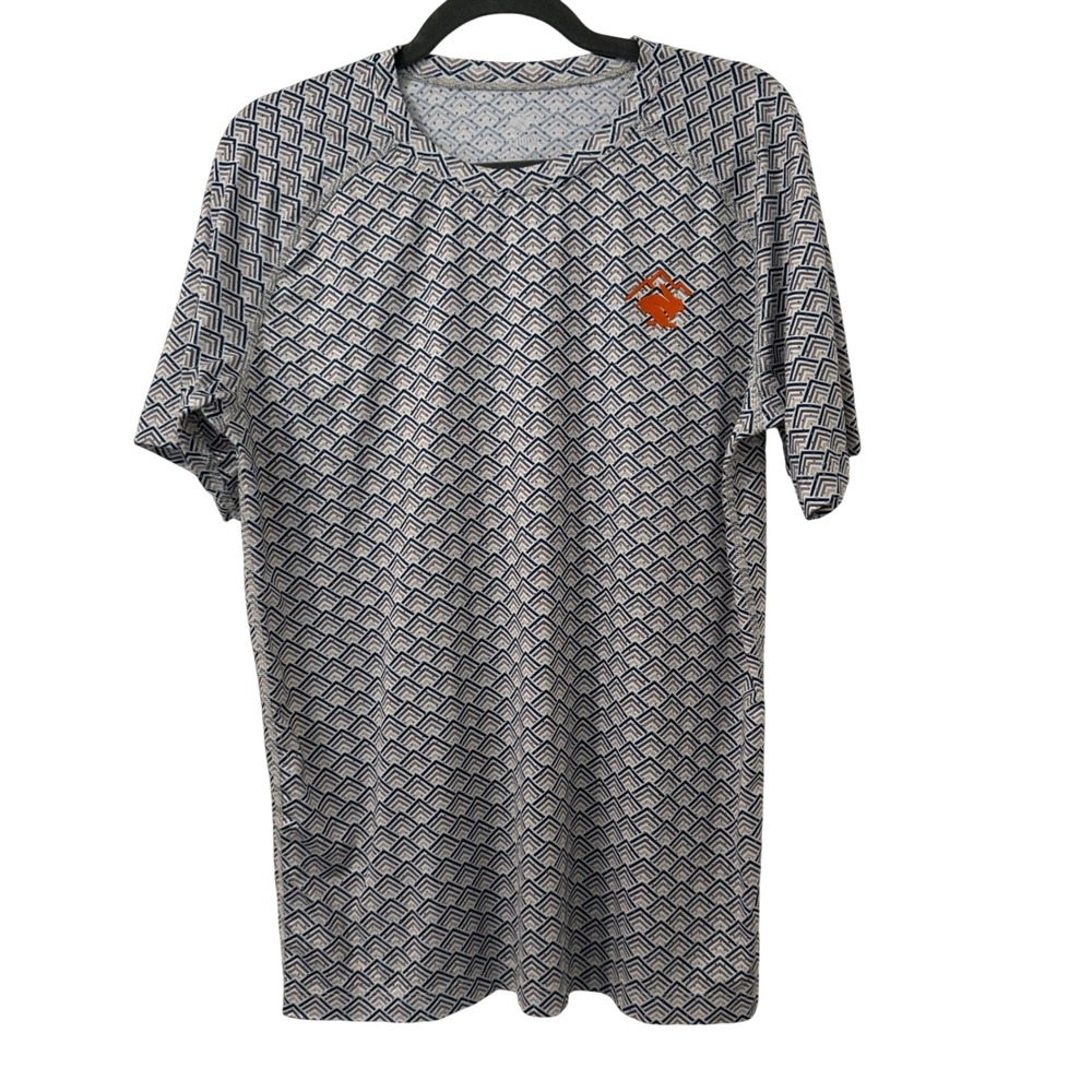 Rabbit Mens RM250 Running Shirt Medium Blue Geometric Performance Short Sleeve